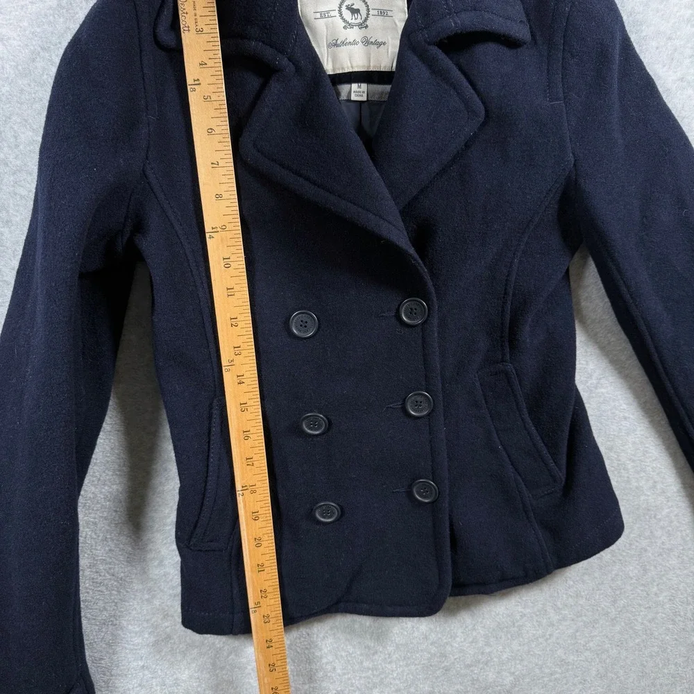 Vintage Abercrombie & Fitch Womens Medium Navy Blue Wool Blend Peacoat Jacket - Picture 11 of 16